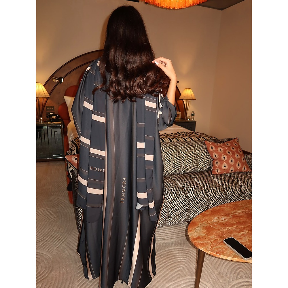 Printed T-cut abaya