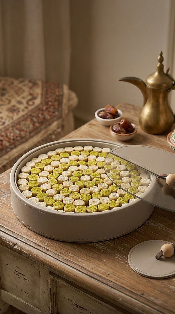 guriba round leather box