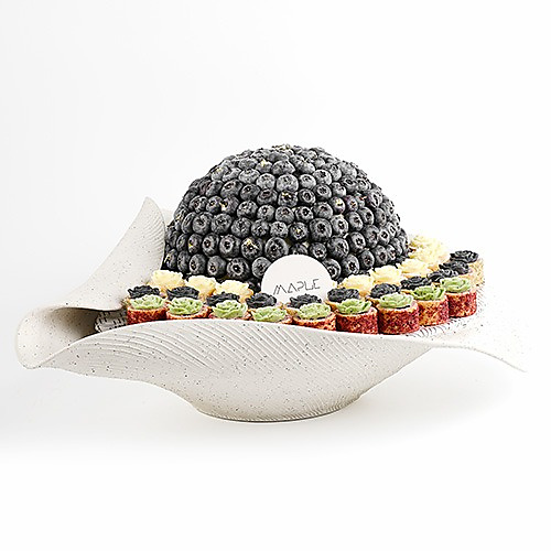 blueberry dome with flower tarts