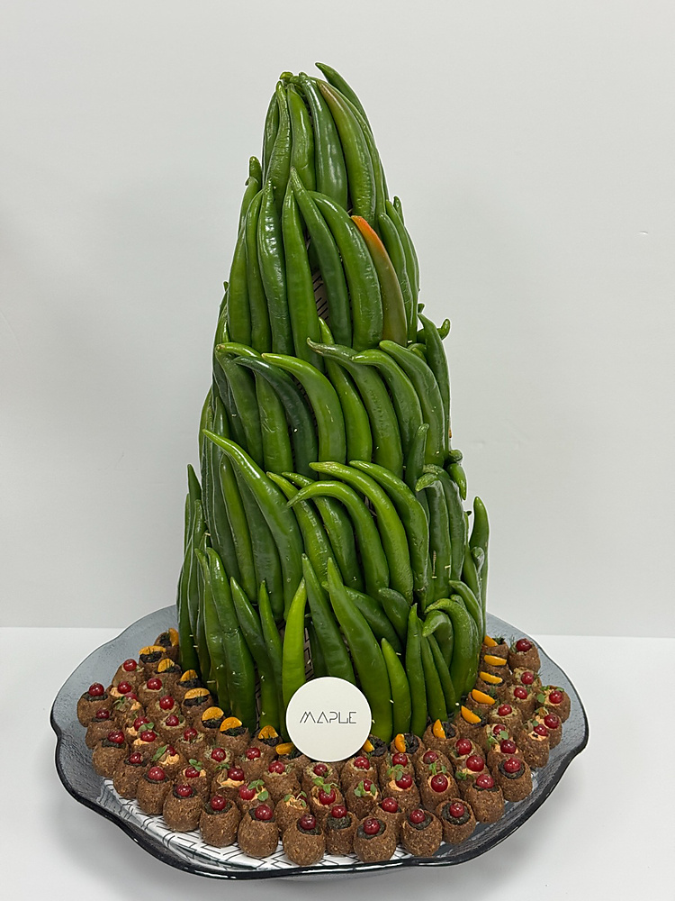 Chili tower with assorted kubba