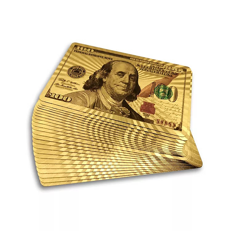 أوراق لعب ذهبية 100 دولار