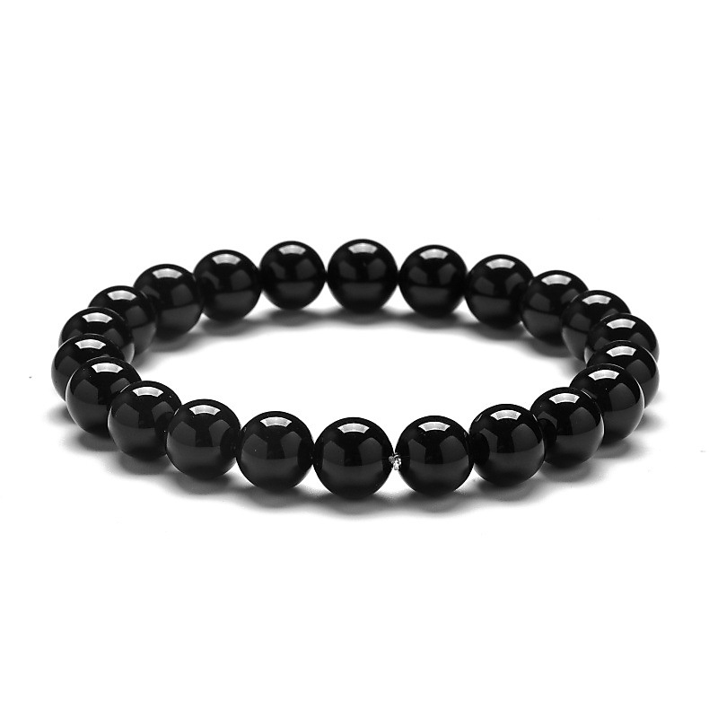 ستايل بسيط لحجر العقيق الأسود اللامع الطبيعي - 8mm