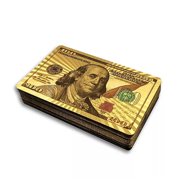 أوراق لعب ذهبية 100 دولار