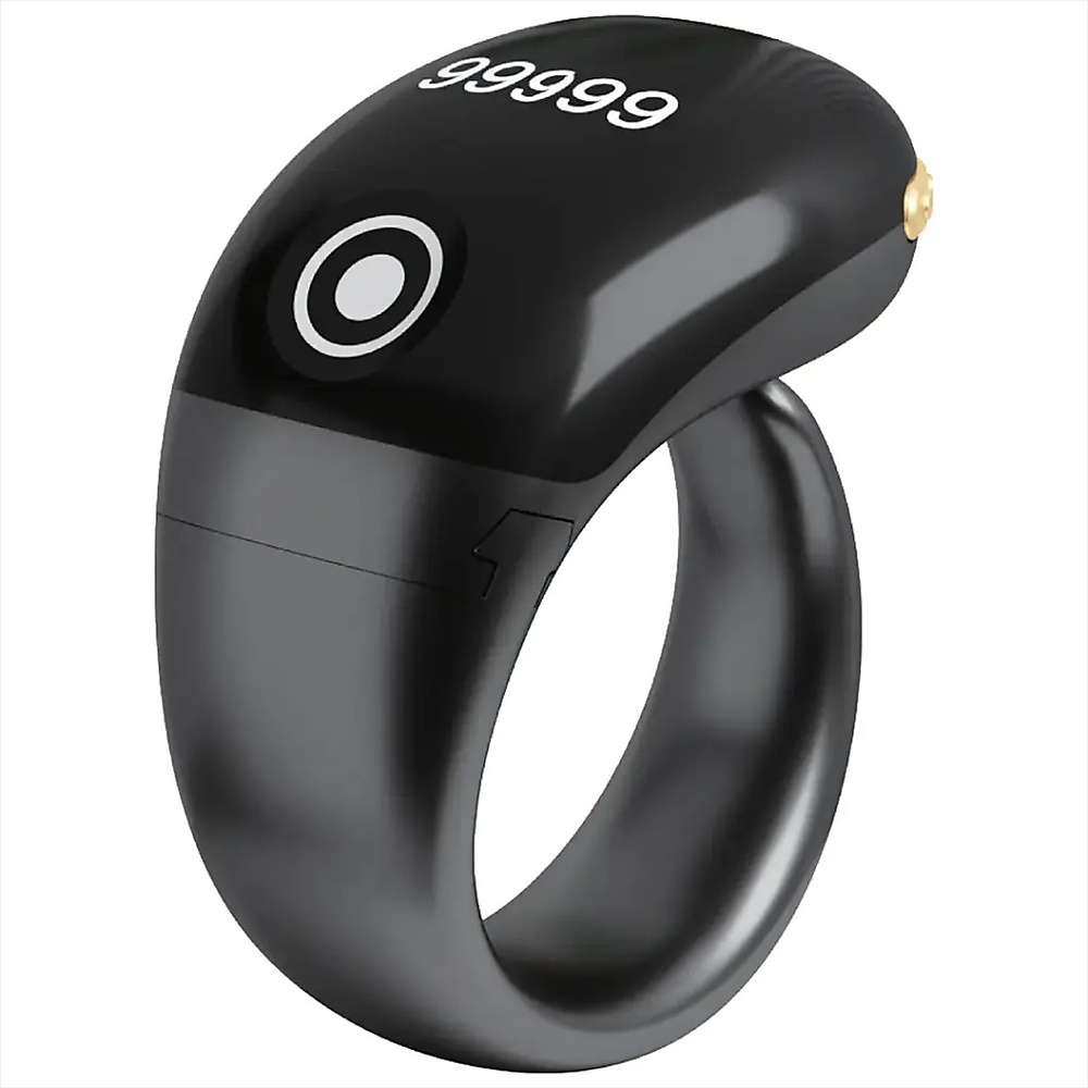 Smart Zikr Ring With Oled Display - Black
