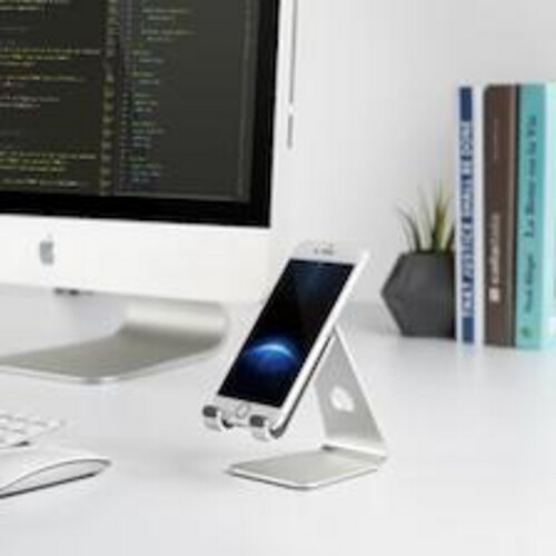 iPad and phone stand - silver