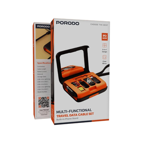 PORODO-Multi-Functional Travel Data Cable Set 6IN1