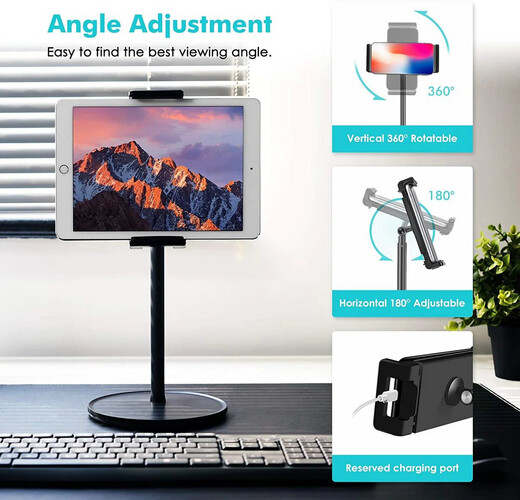 Phone and iPad Stand for Desk - Black