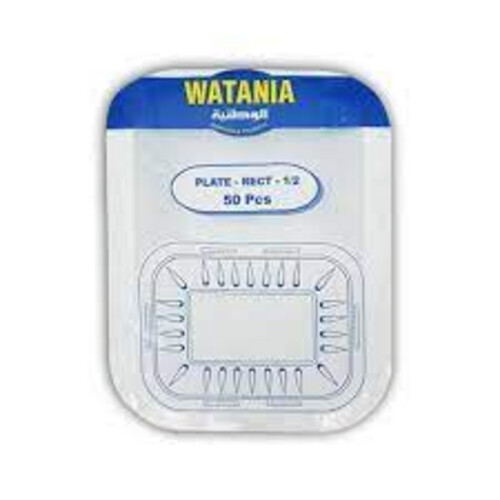 Medium Rectangular Plastic Plate 50 Pieces No. 1