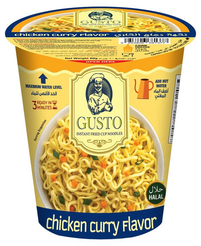 كوب GUSTO من النودلز سريعة التحضير بنكهة الدجاج الكاري