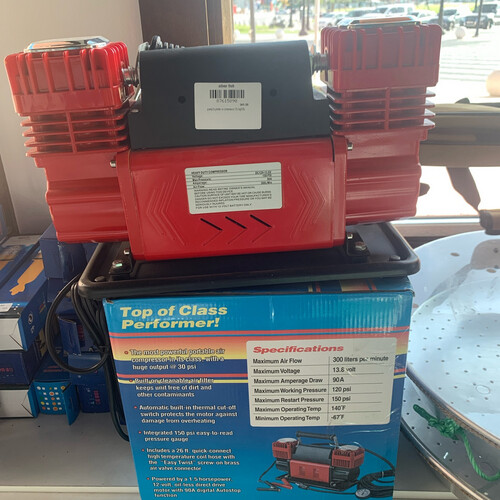 مضخة 2 سلندر ضاغط هواء 12 فولت كبير 300 لتر