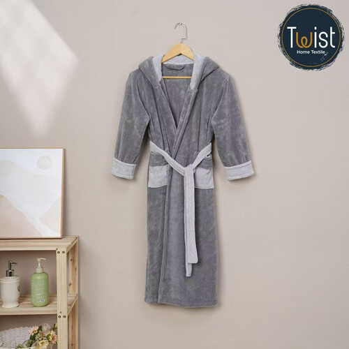 KIDS BATHROBE - DK GREY