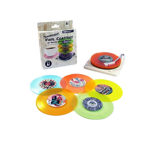 6 pcs Colored Vinyl Coaster with Holder