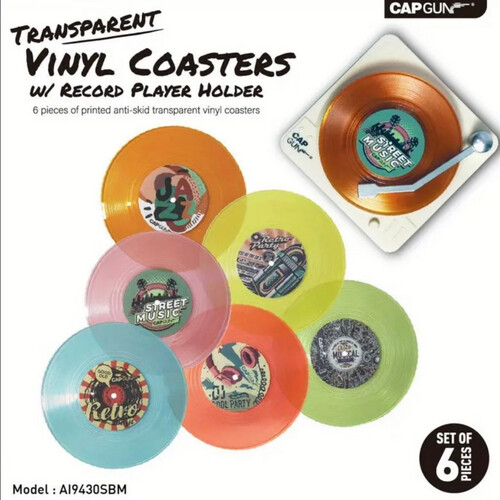 6 pcs Colored Vinyl Coaster with Holder