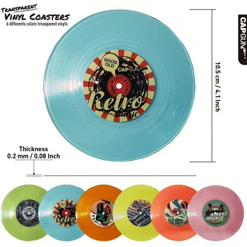 6 pcs Colored Vinyl Coaster with Holder
