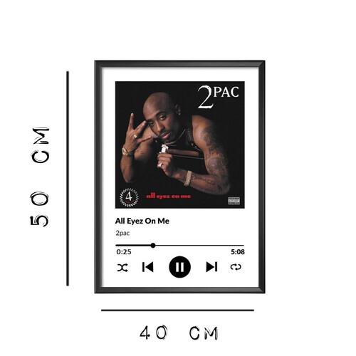 2pac - Frame with Hight Quality Canvas Materials Size 40 X 50