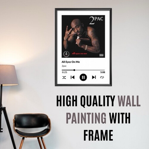 2pac - Frame with Hight Quality Canvas Materials Size 40 X 50