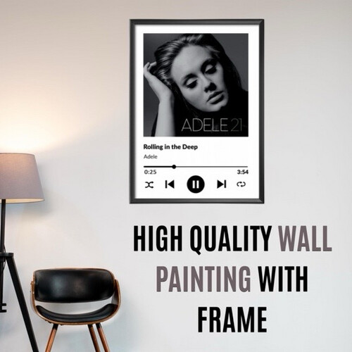 Adele  - Frame with Hight Quality Canvas Materials Size 40 X 50