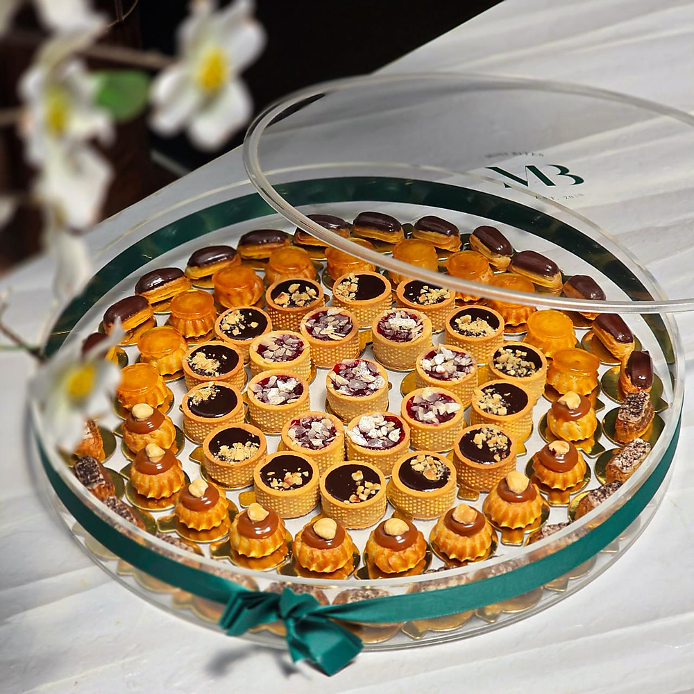 Round acrylic dessert plate, 70 pieces