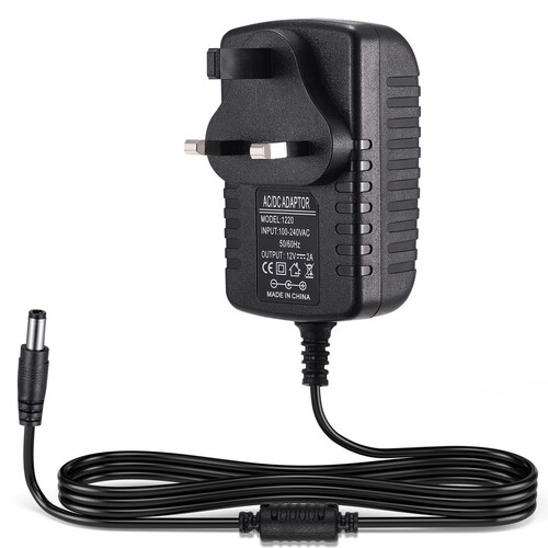 12V power Supply 2Amp, UK plug - Black