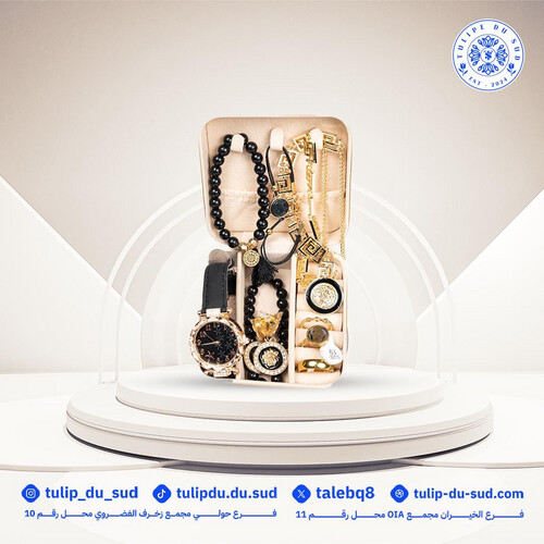 أفخم الأطقم التي تناسب جميع الأذواق مدمجة بعلبة فاخرة من الجلد  وصغيرة الحجم