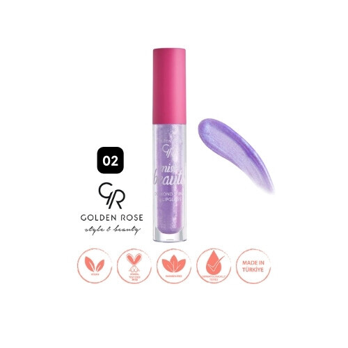 ملمع شفاه ميس بيوتي دايموند شاين ثلاثي الأبعاد - 02 ميستيك - ملمع شفاه لامع