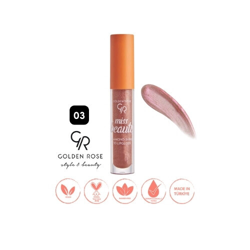 ملمع شفاه ميس بيوتي دايموند شاين ثلاثي الأبعاد - 03 صن كيسد - ملمع شفاه لامع