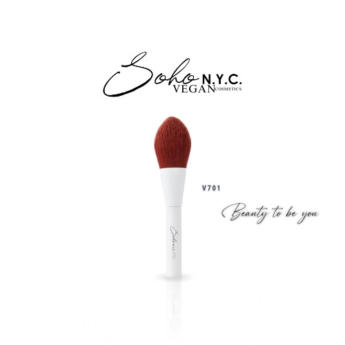 فرشاة أحمر الخدود والبودرة النباتية- V701- مقبض خشبي 16.5 سم