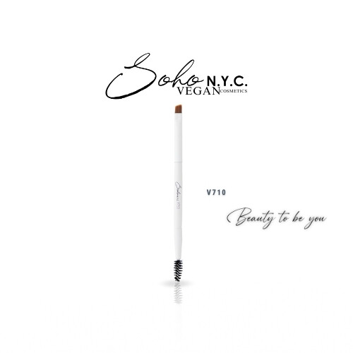 فرشاة الحواجب والرموش النباتية - V710 - مقبض خشبي 14.5 سم