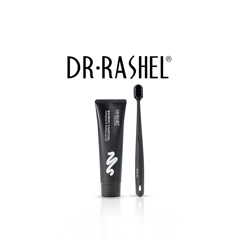 مجموعة معجون أسنان وفرشاة أسنان من دكتور راشيل بفحم الخيزران