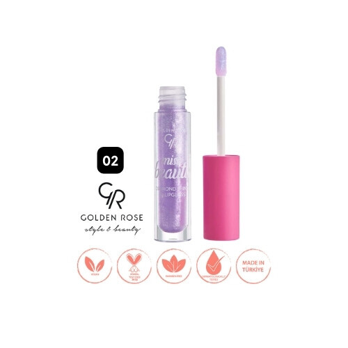 ملمع شفاه ميس بيوتي دايموند شاين ثلاثي الأبعاد - 02 ميستيك - ملمع شفاه لامع