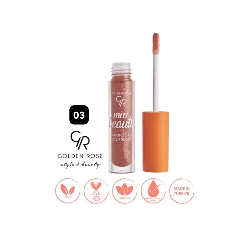 ملمع شفاه ميس بيوتي دايموند شاين ثلاثي الأبعاد - 03 صن كيسد - ملمع شفاه لامع