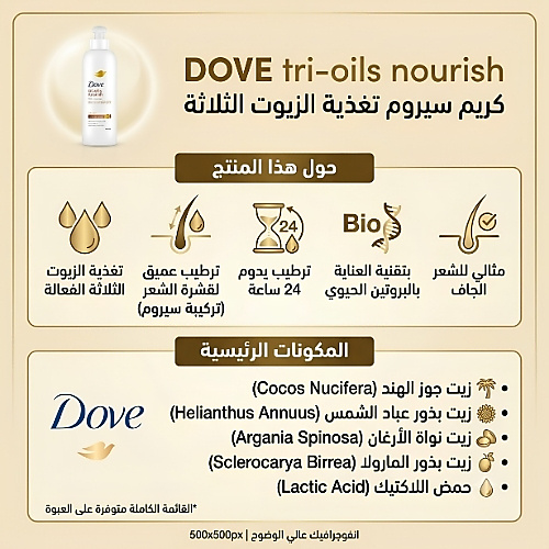 Dove Hair Serum Cream Three Oils Nourishment 200 ml