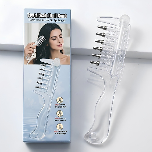 مشط توزيع زيت الشعر وفرشاة تدليك فروة الرأس