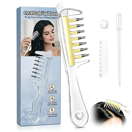 مشط توزيع زيت الشعر وفرشاة تدليك فروة الرأس