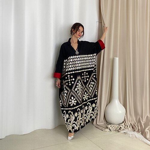Medium Linen Cotton With Silver Embroidery 2