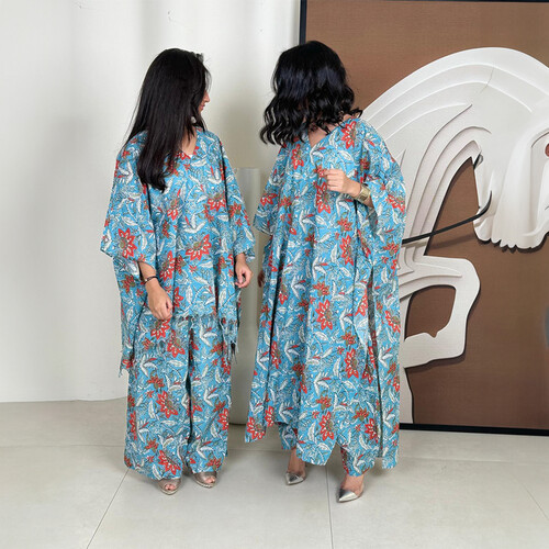 Indian Cotton Set – 3 Pieces: Shawl, Pants, and Scarf