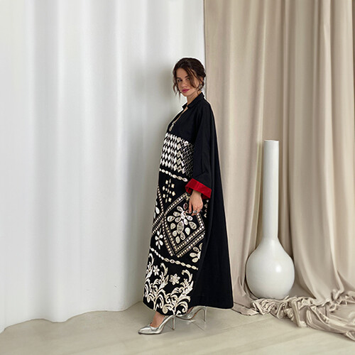Medium Linen Cotton With Silver Embroidery 2