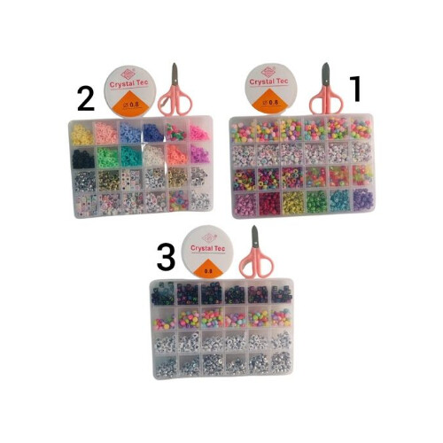 Colorful Beads in a Transparent Box