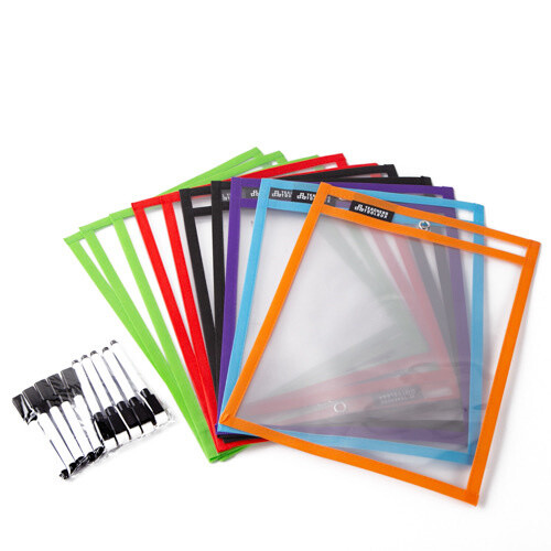 Pockets for Worksheets with Eraser Pens