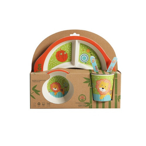 طقم مائدة للأطفال مكون من 5 قطع على شكل أسد