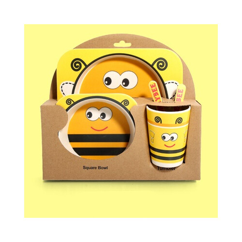 طقم مائدة للأطفال مكون من 5 قطع على شكل نحلة