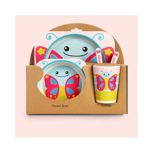 طقم مائدة للأطفال مكون من 5 قطع على شكل فراشة