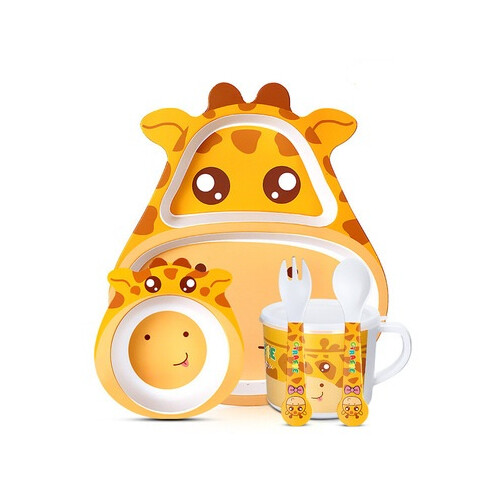 طقم مائدة للأطفال مكون من 5 قطع على شكل زرافة