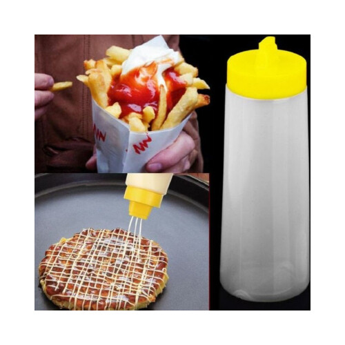 عبوة صلصة بلاستيكية بغطاء أصفر