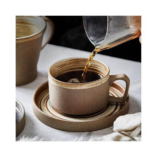 طقم مصنوع يدويًا من الخزف الحجري