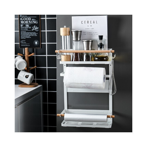 رف مغناطيسي للثلاجة باللون الأبيض