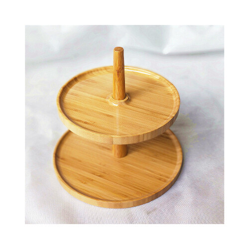 ستاند طبقتين مصنوع من خشب البامبو