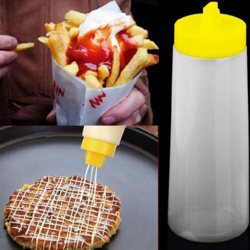 عبوة صلصة بلاستيكية بغطاء أحمر