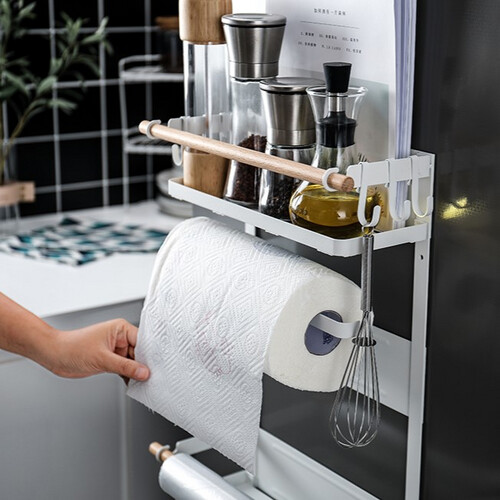 رف مغناطيسي للثلاجة باللون الأبيض