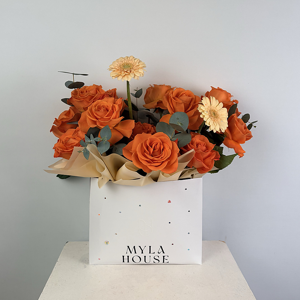 Orange Roses with Crystals